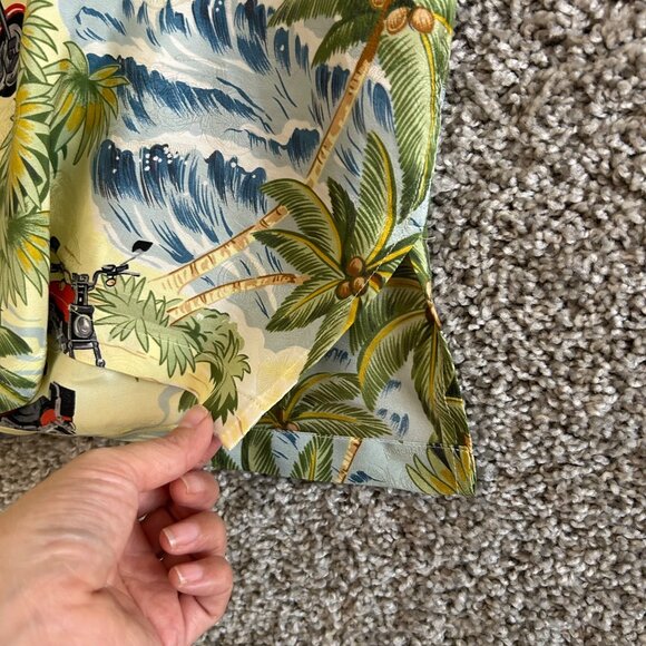 Harley-Davidson Tori Richard 2XL Hawaiian Shirt 100% Silk Palm & Motorcycles - Picture 6 of 11